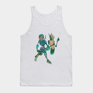 two cyber exo robot detectives with a Thorn and a cigarette in an epic rack Tank Top